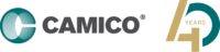 CAMICO logo with a teal C symbol on the left, the word CAMICO in bold gray letters in the center, and a 40 years anniversary graphic in teal and gold on the right.