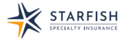 Logo for Starfish Specialty Insurance; features a stylized navy and yellow starfish to the left of the company name in bold, uppercase letters, with Specialty Insurance written below in smaller text.